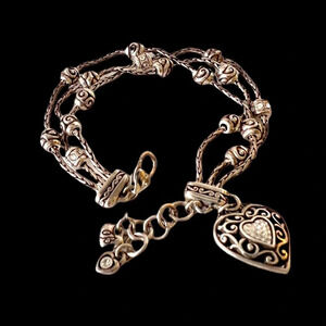 Brighton Reno Heart Bracelet Silver Plated 3 strands bracelet heart crystals